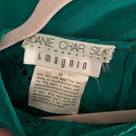 Emerald green vintage Joane Char silk dress - Picture 9 of 9